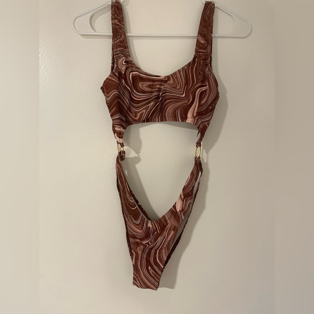 Swirled Brown swimsuit One Piece